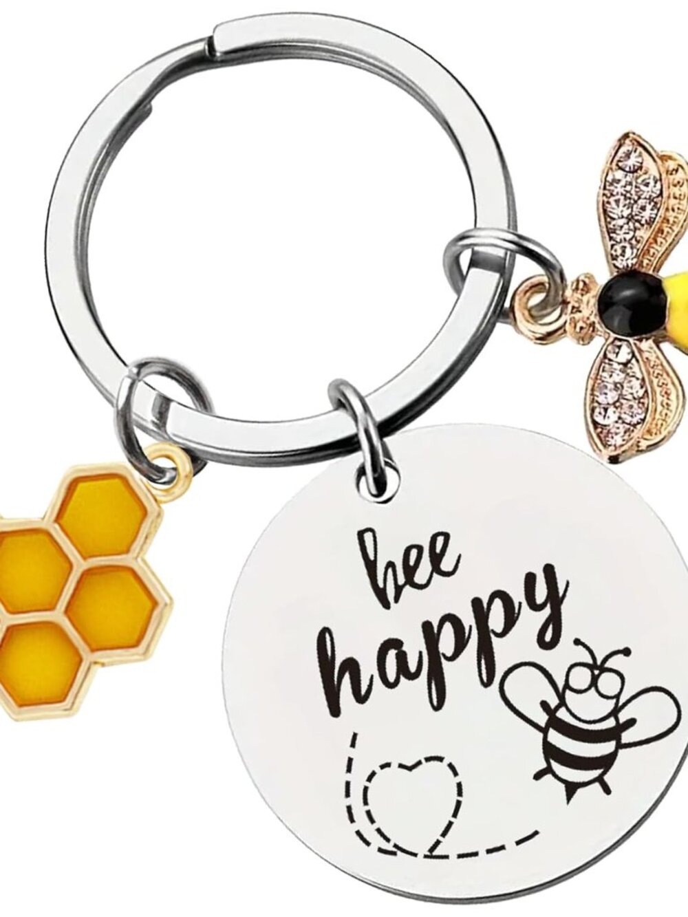 Bee Keychain Inspirational Keyring Gifts - Honey Key Rings for Men Women Kids, C